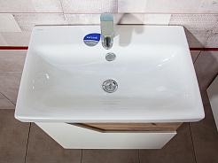 Бриклаер Мебель для ванной Брайтон 60 белая матовая/дуб кера – фотография-5